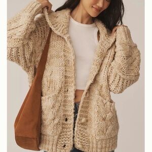 Pilcro Oversized Cable Knit Cardigan Sweater